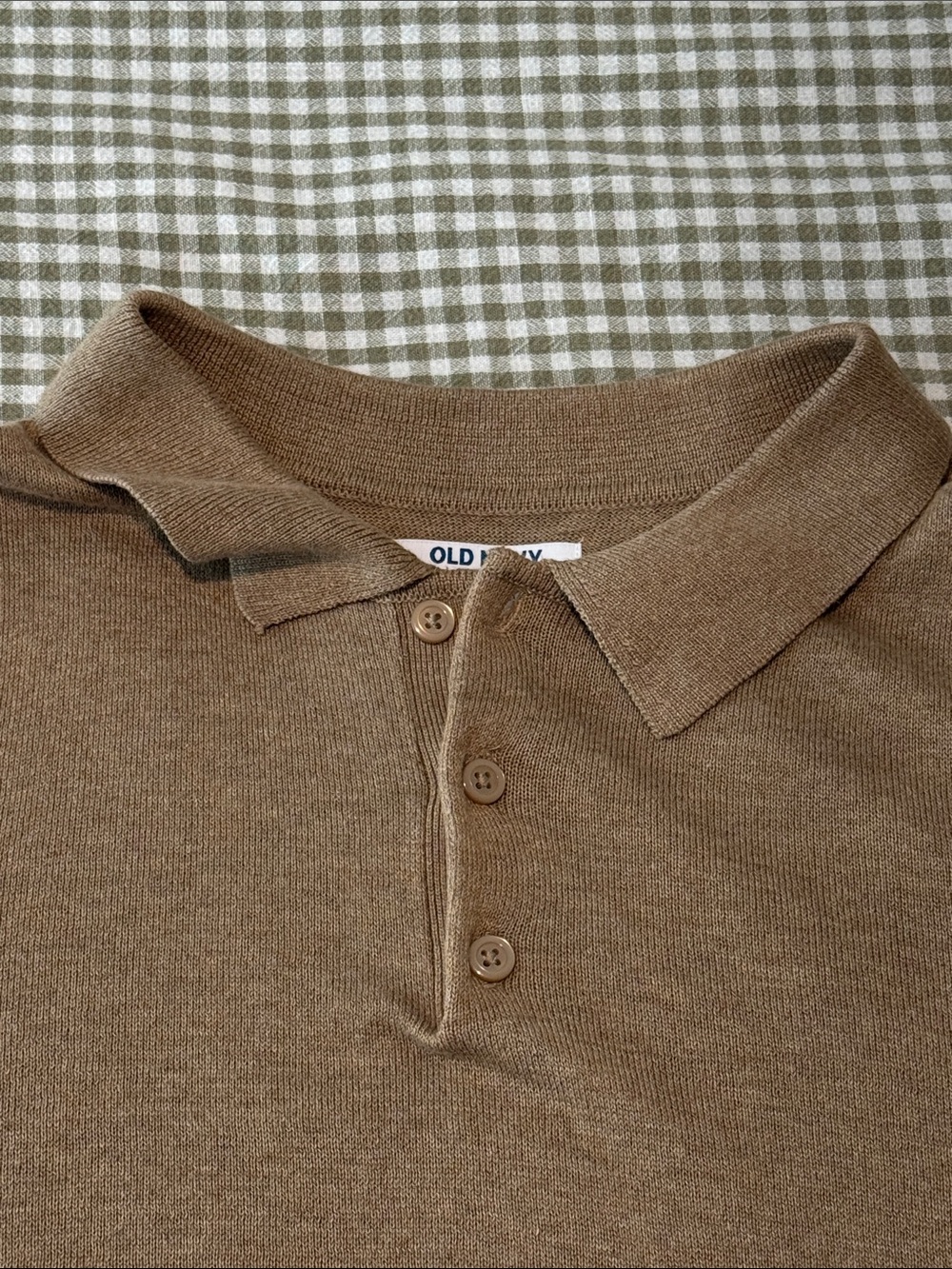 Mens Old Navy Tan Long Sleeve Polo Sweater - Picture 5 of 5